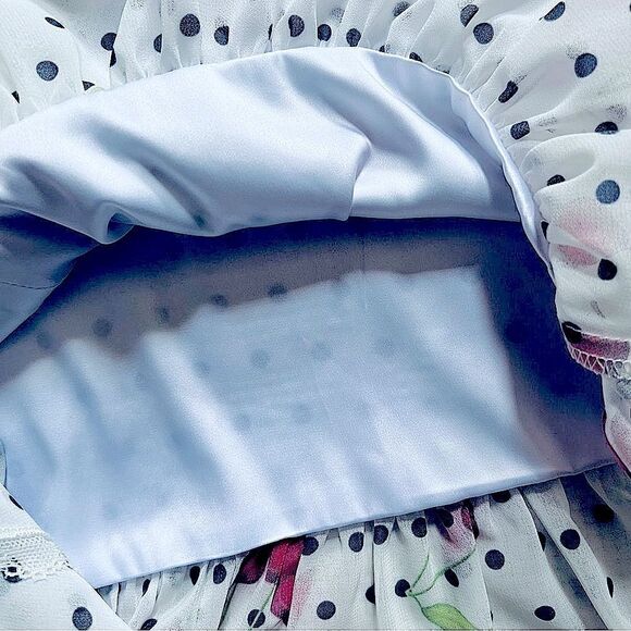 Revolve NBD White Ruffle Blouse Maraschino Top in Cherry Dot NWOT S - Picture 14 of 15